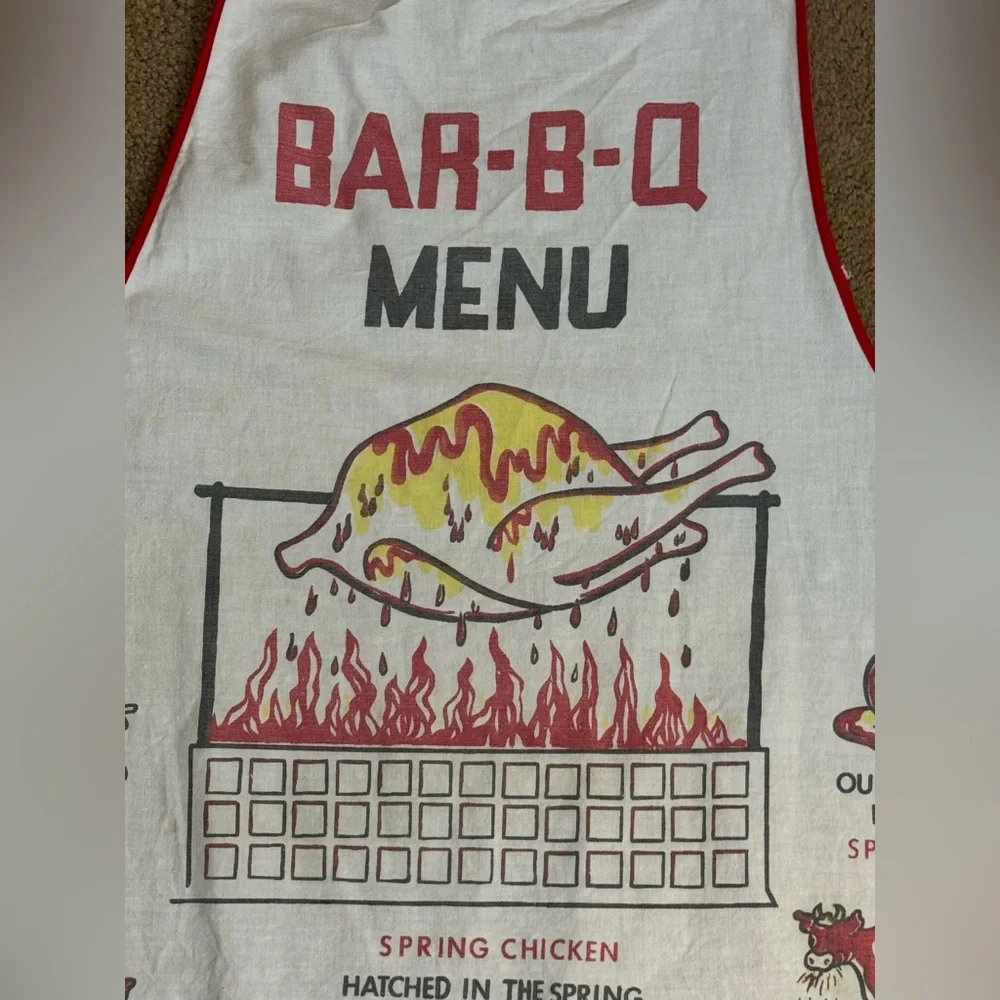 Vintage 1950s‎ BBQ Menu Apron Novelty Cartoon Pigs Kitsch Mid Century USA